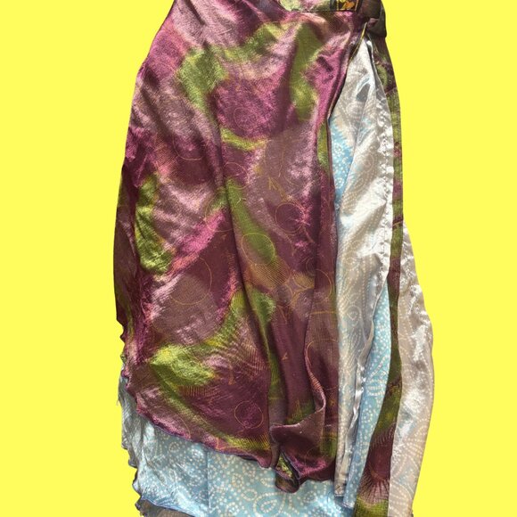 Two and Three-Layer Silk Sari Wrap Skirt | Multi-Style | Recycled Silk - Picture 3 of 11